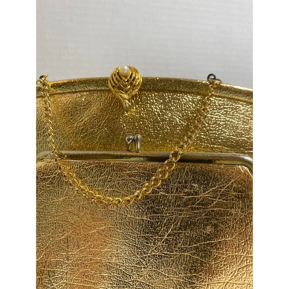 Set of 3 Vintage Metallic gold evening clutch+ large coin purse + gloves - Picture 2 of 12